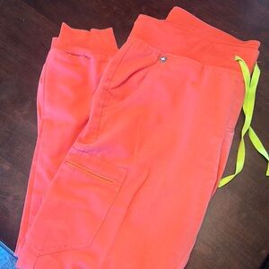 Figs Large Tall Coral Jogger Scrub Pants